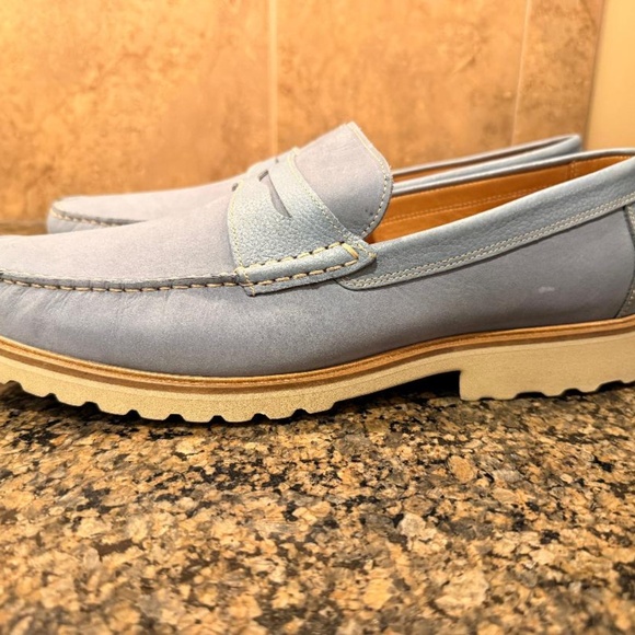 New - DONALD PLINER LT BLUE PENNY LOAFERS JOE 03 MENS SIZE 14M NWOB